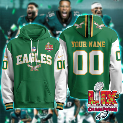 Philadelphia Eagles Super Bowl LIX Champions Custom Gold Hoodie - All Stitched