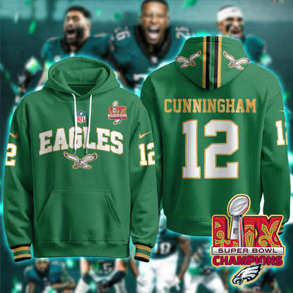 Philadelphia Eagles Super Bowl LIX Champions Gold Hoodie - All Stitched