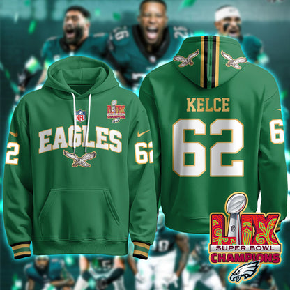 Philadelphia Eagles Super Bowl LIX Champions Gold Hoodie - All Stitched