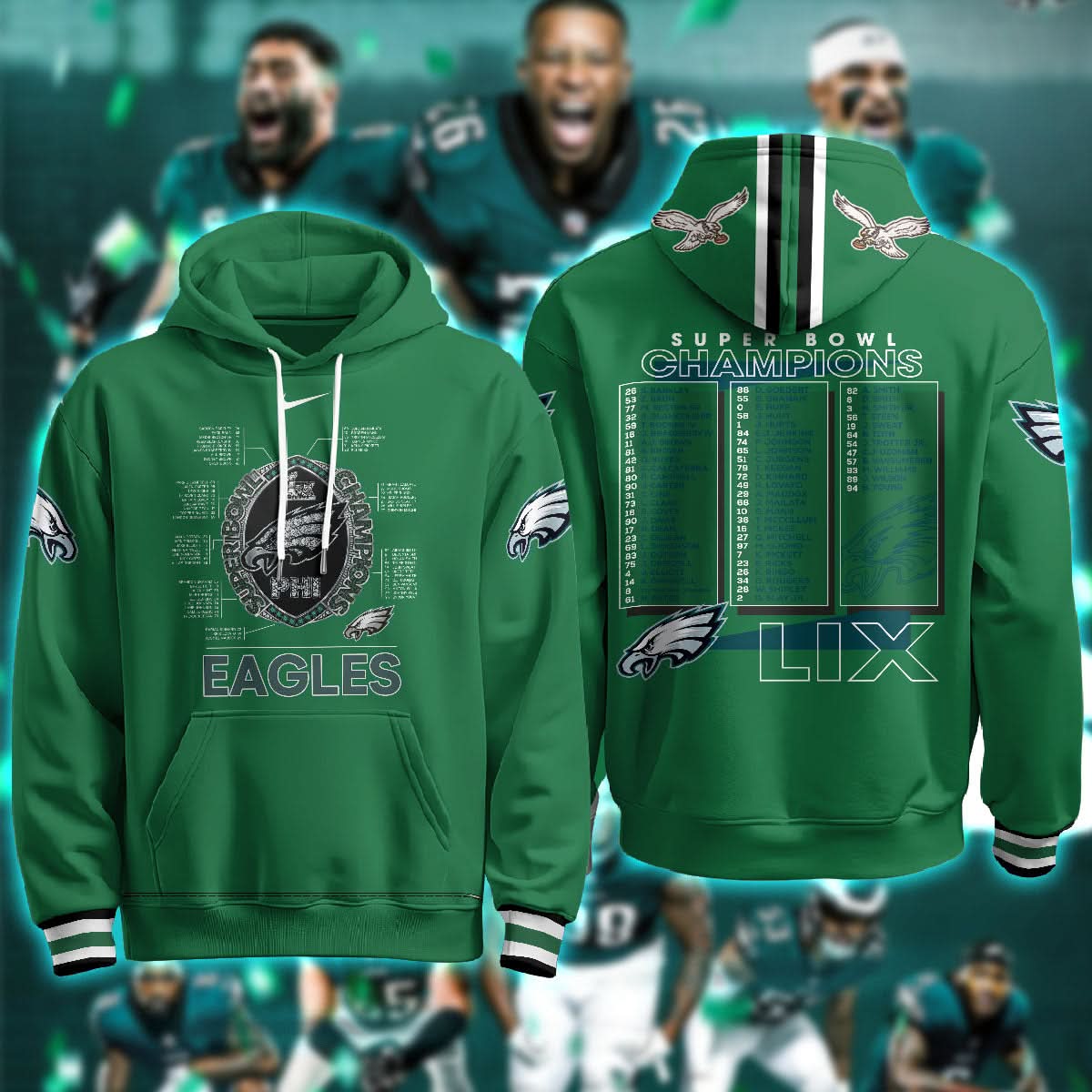 Philadelphia Eagles Super Bowl LIX Champions Hoodie - Printed