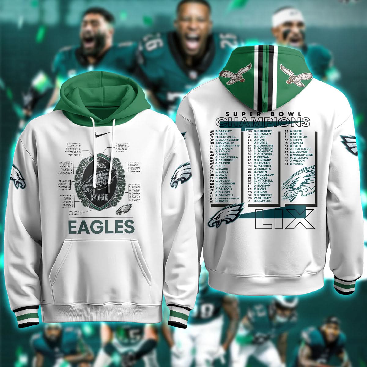 Philadelphia Eagles Super Bowl LIX Champions Hoodie - Printed