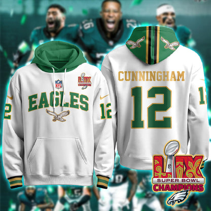 Philadelphia Eagles Super Bowl LIX Champions Gold Hoodie - All Stitched