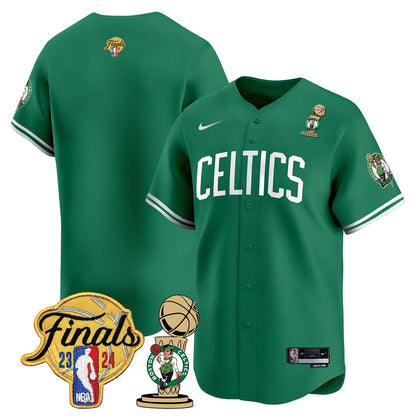 Celtics 2023-24 World Champions Patch Baseball Jersey - All Stitched