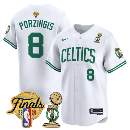 Celtics 2023-24 World Champions Patch Baseball Jersey - All Stitched