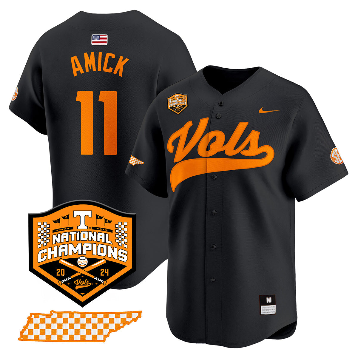 Tennessee 2024 Baseball College World Series Champions Limited Jersey - All Stitched