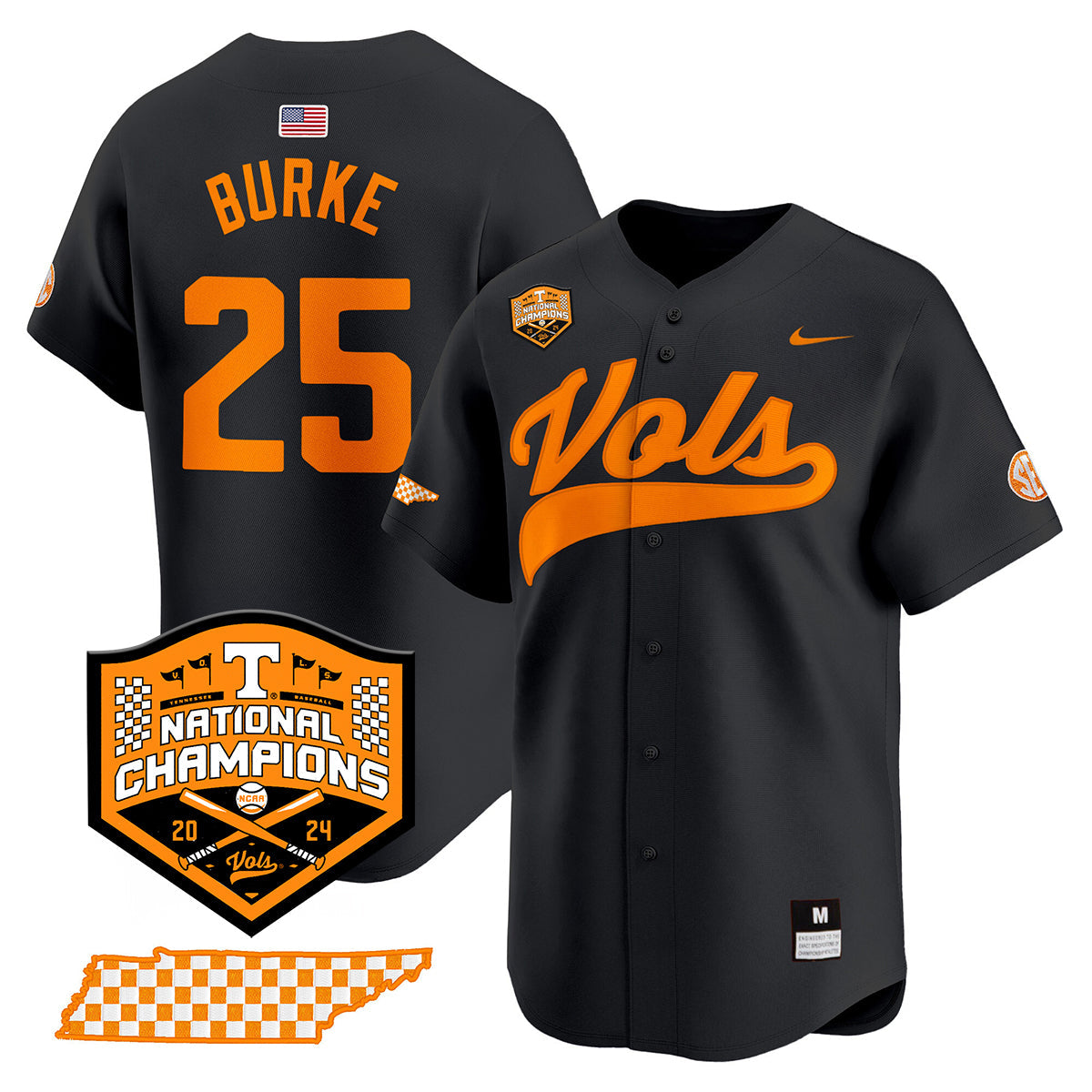 Tennessee 2024 Baseball College World Series Champions Limited Jersey - All Stitched