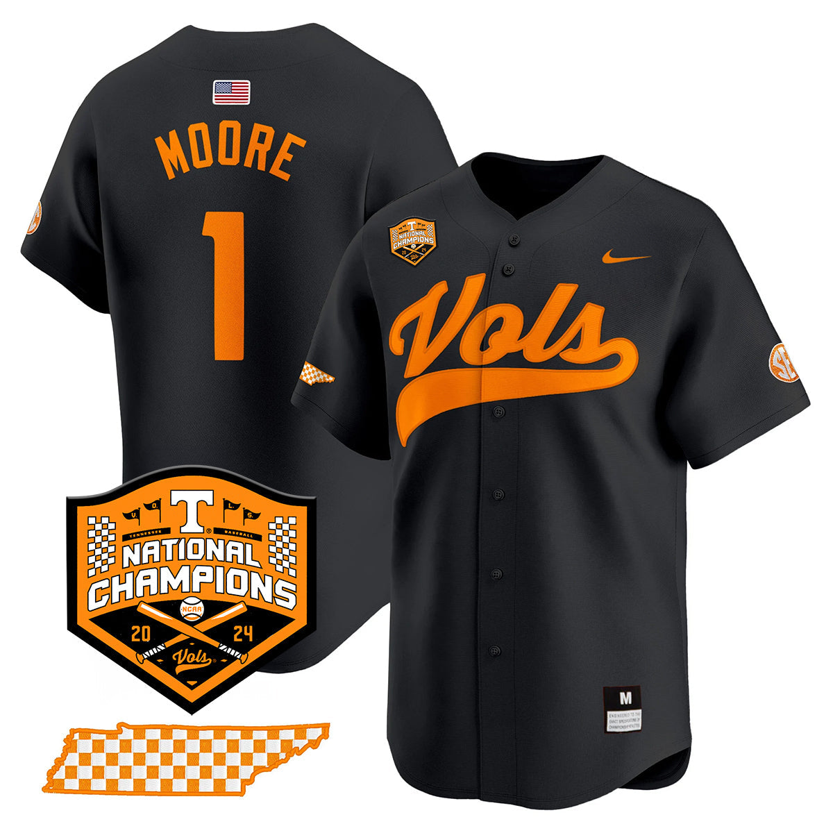 Tennessee 2024 Baseball College World Series Champions Limited Jersey - All Stitched