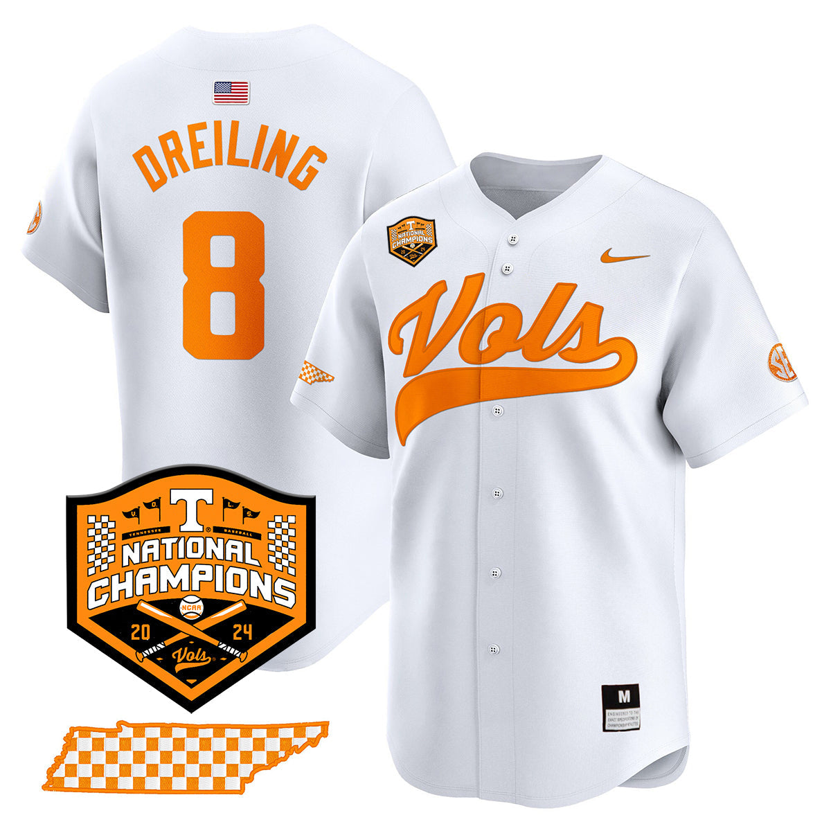 Tennessee 2024 Baseball College World Series Champions Limited Jersey - All Stitched