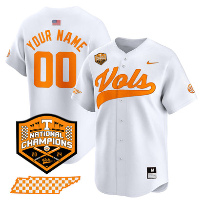 Tennessee 2024 Baseball College World Series Champions Limited Custom Jersey - All Stitched