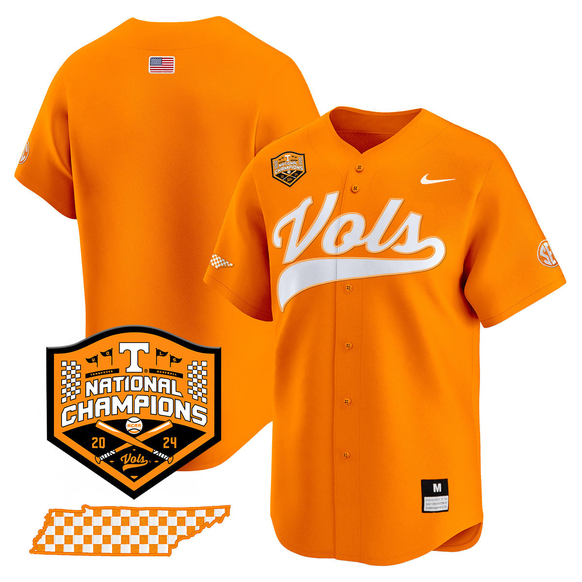 Tennessee 2024 Baseball College World Series Champions Limited Jersey - All Stitched