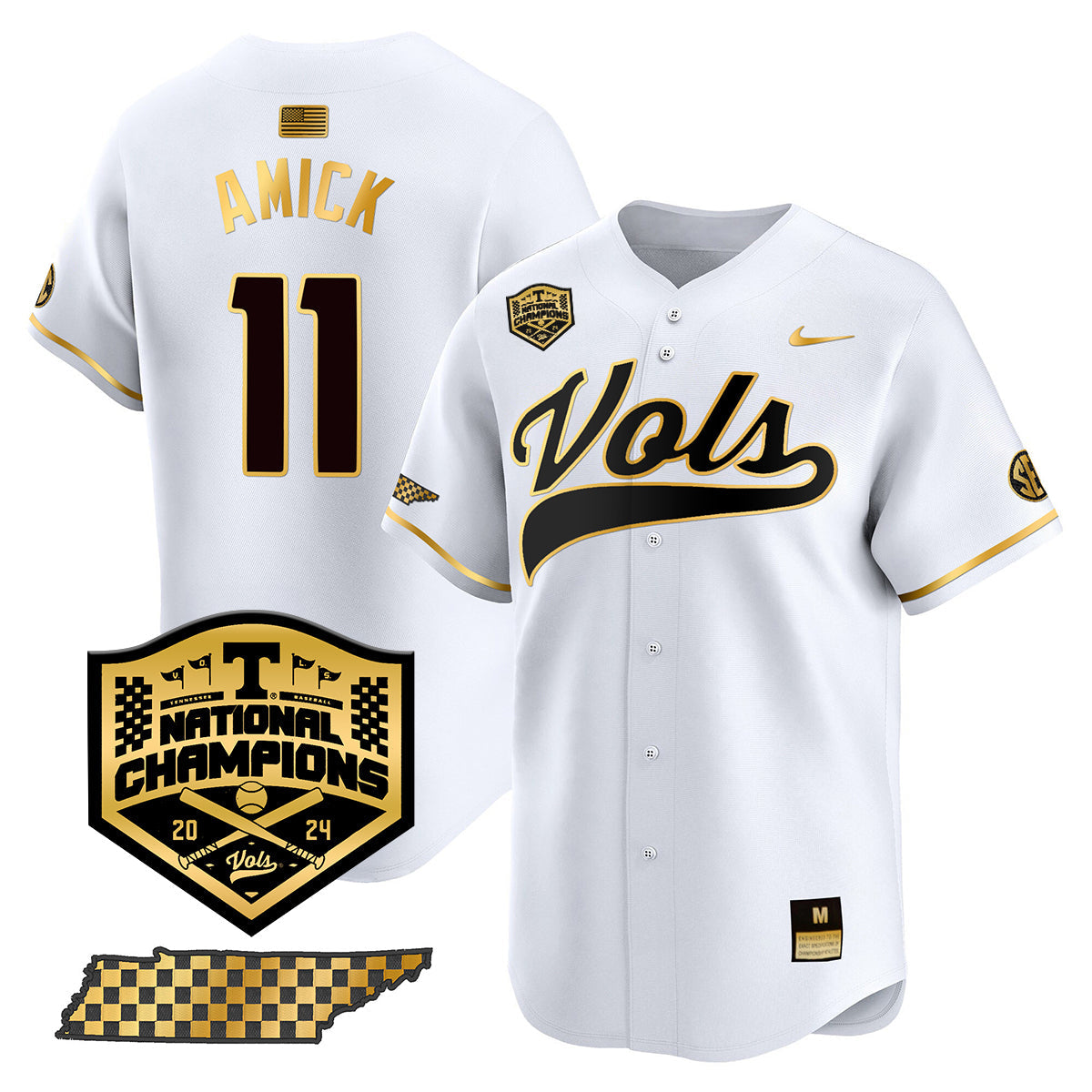 Tennessee 2024 Baseball College World Series Champions Limited Jersey - All Stitched