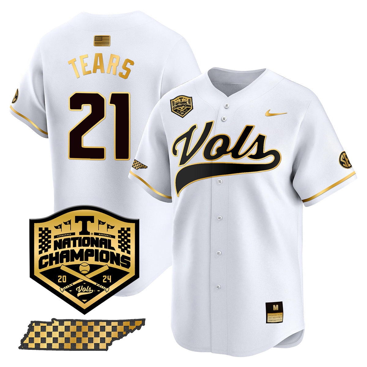 Tennessee 2024 Baseball College World Series Champions Limited Jersey - All Stitched