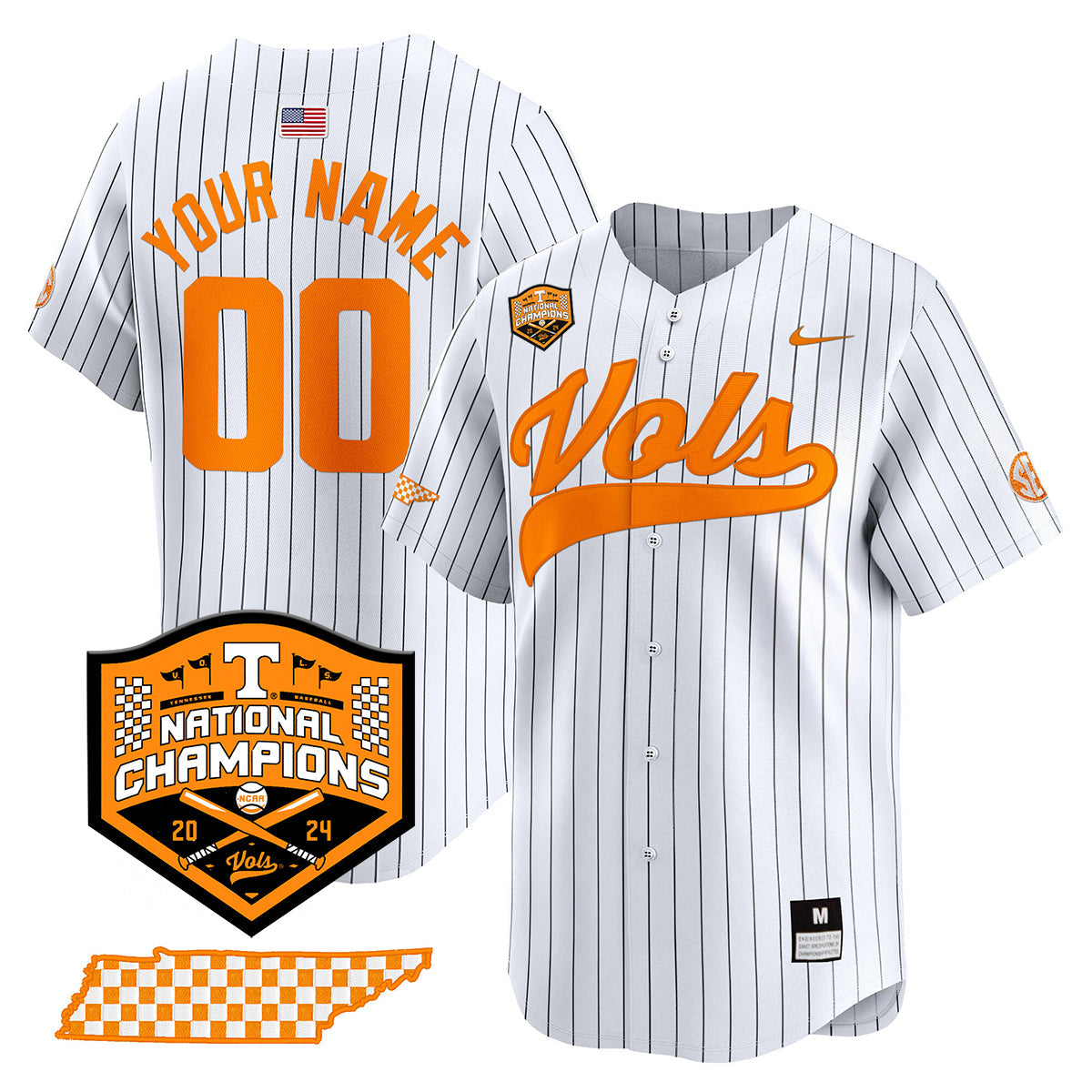 Tennessee 2024 Baseball College World Series Champions Limited Custom Jersey - All Stitched