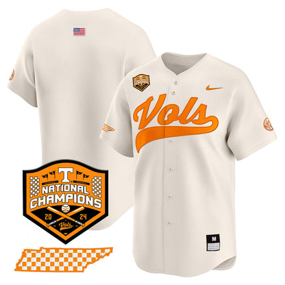 Tennessee 2024 Baseball College World Series Champions Limited Jersey - All Stitched