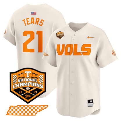 Tennessee 2024 Baseball College World Series Champions Limited Jersey V2 - All Stitched