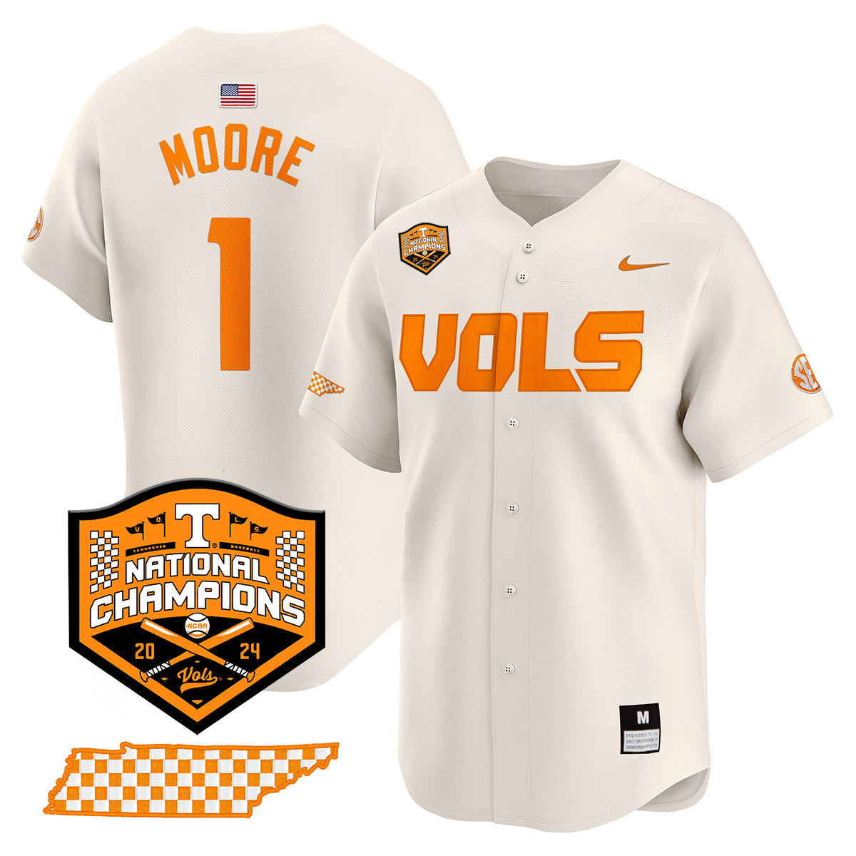 Tennessee 2024 Baseball College World Series Champions Limited Jersey V2 - All Stitched