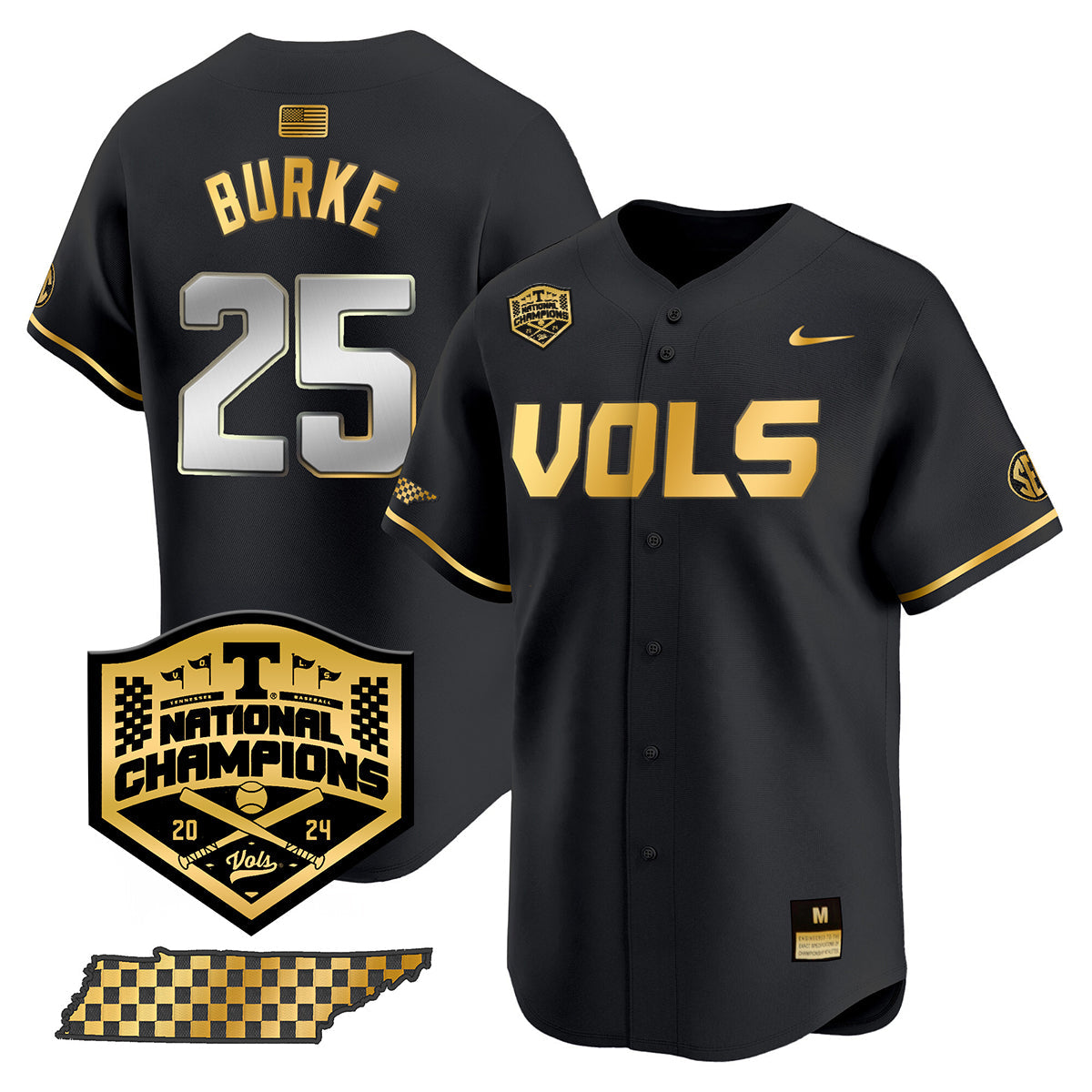 Tennessee 2024 Baseball College World Series Champions Limited Jersey V2 - All Stitched