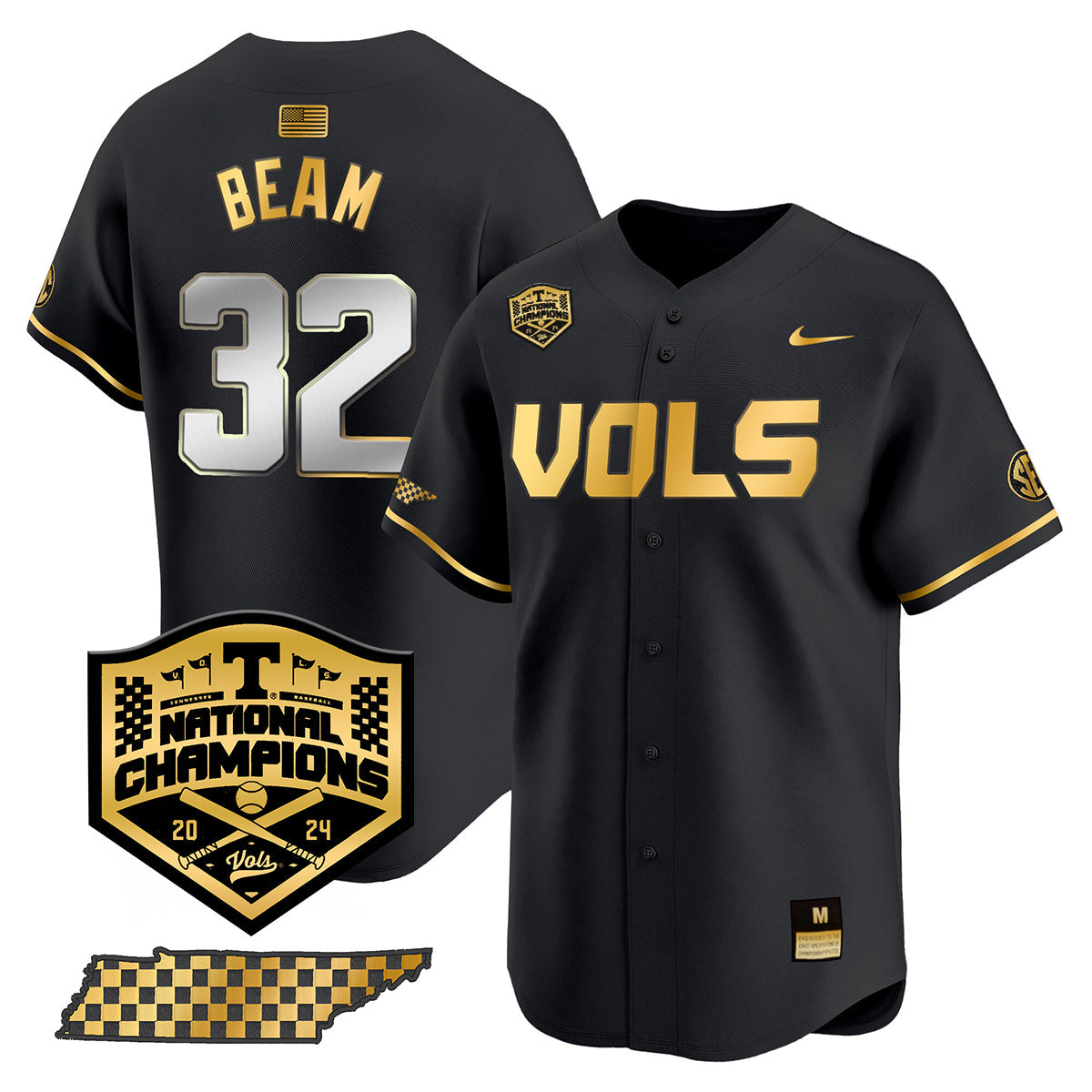 Tennessee 2024 Baseball College World Series Champions Limited Jersey V2 - All Stitched