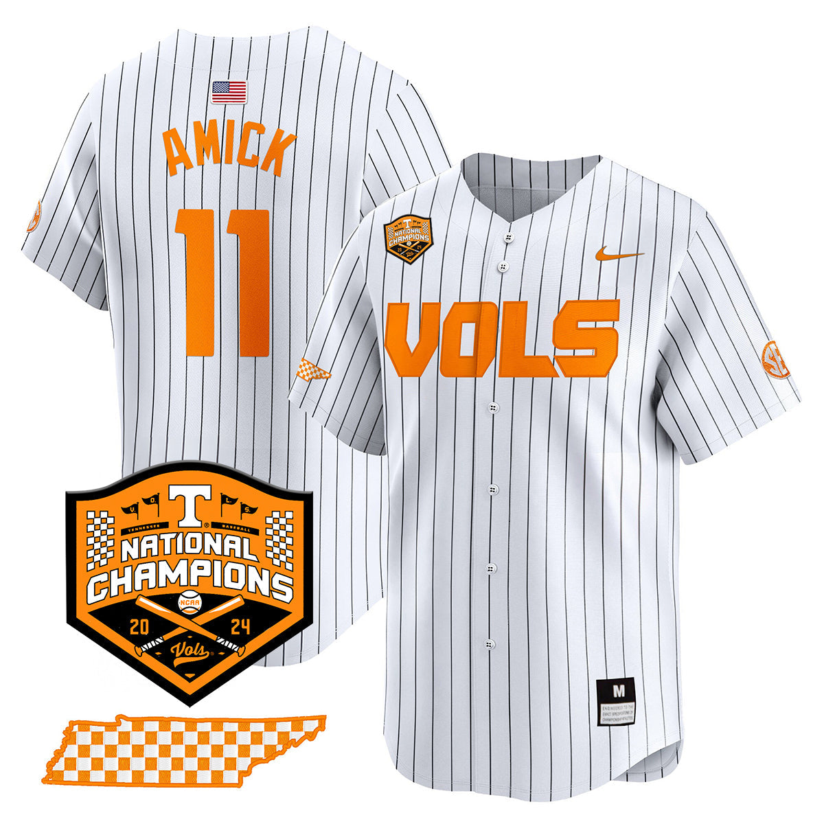 Tennessee 2024 Baseball College World Series Champions Limited Jersey V2 - All Stitched