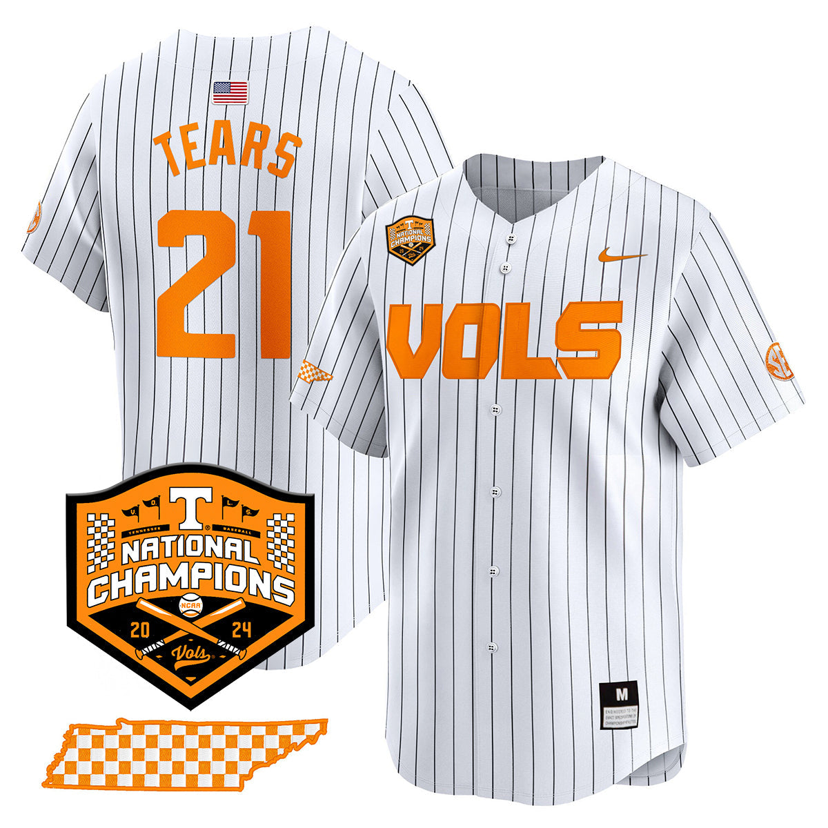 Tennessee 2024 Baseball College World Series Champions Limited Jersey V2 - All Stitched