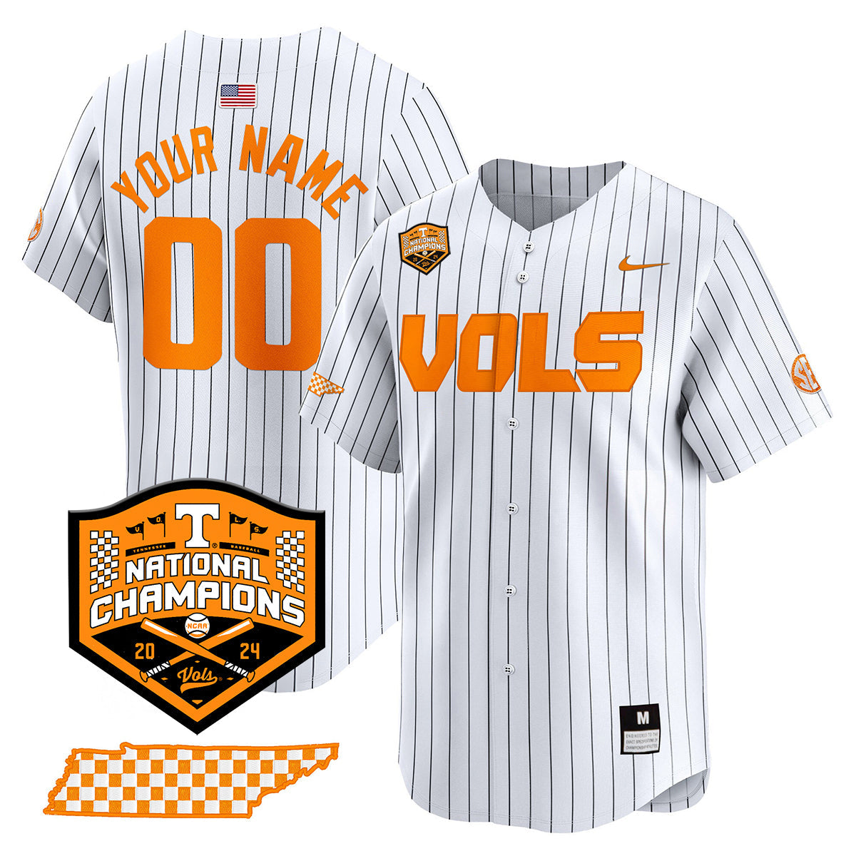 Tennessee 2024 Baseball College World Series Champions Limited Custom Jersey V2 - All Stitched