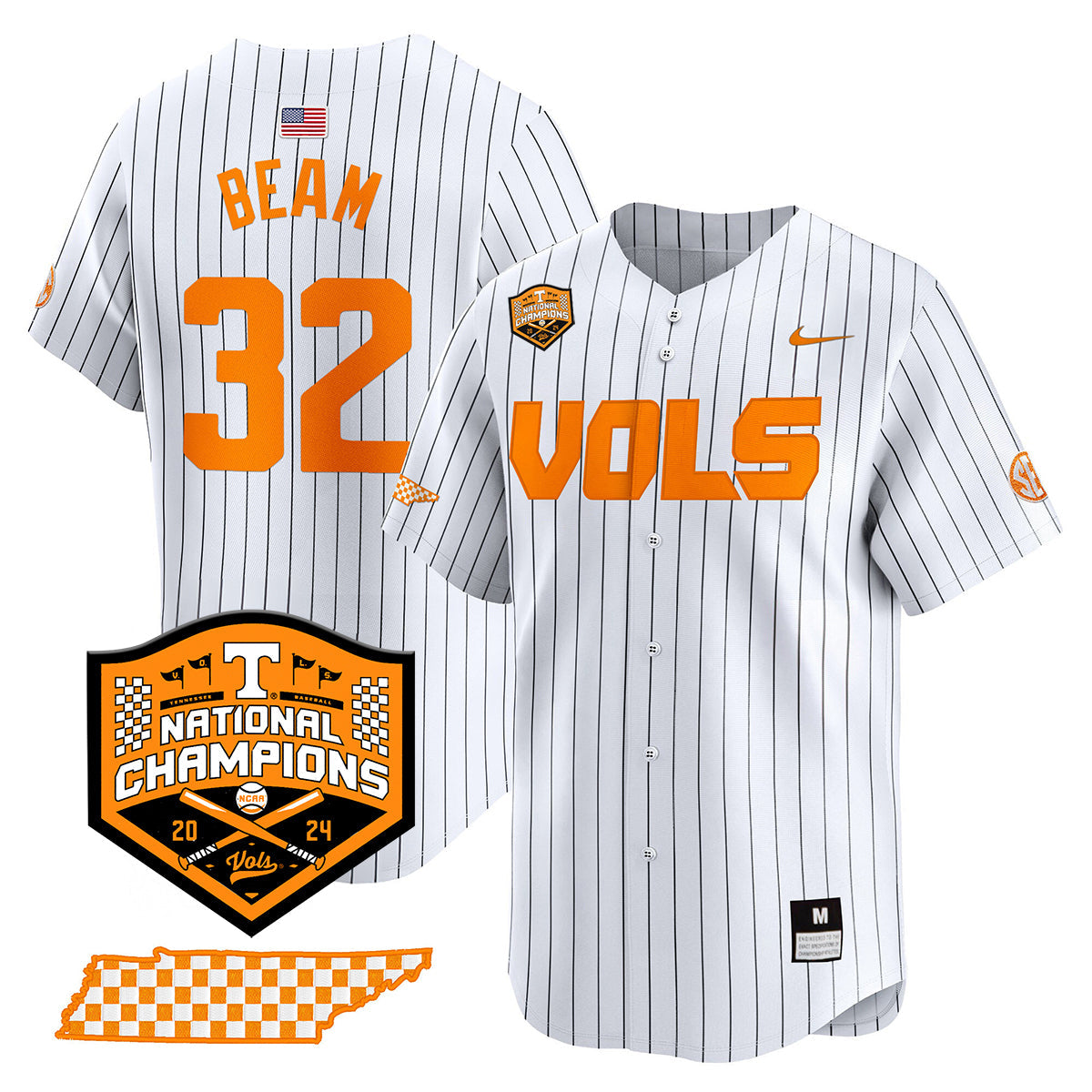 Tennessee 2024 Baseball College World Series Champions Limited Jersey V2 - All Stitched