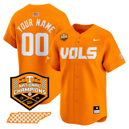 Tennessee 2024 Baseball College World Series Champions Limited Custom Jersey V2 - All Stitched