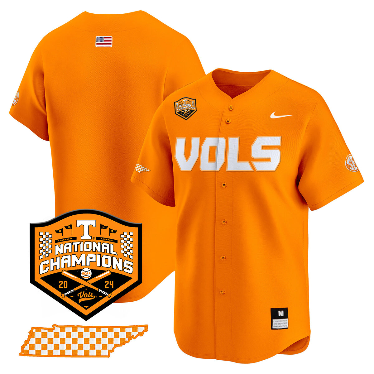 Tennessee 2024 Baseball College World Series Champions Limited Jersey V2 - All Stitched