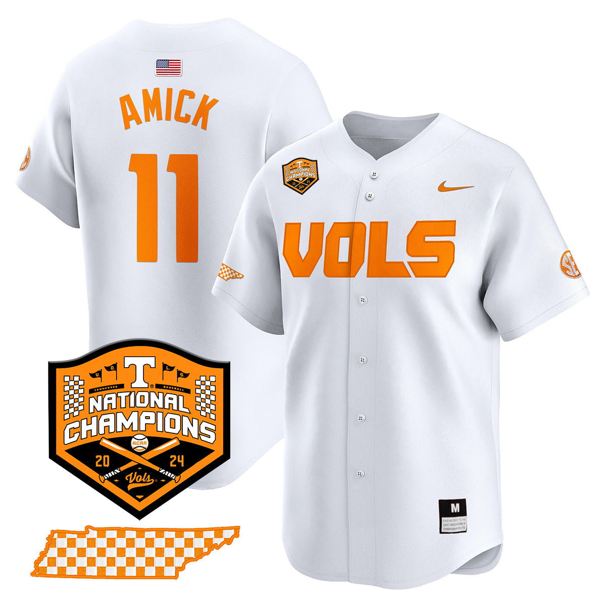 Tennessee 2024 Baseball College World Series Champions Limited Jersey V2 - All Stitched