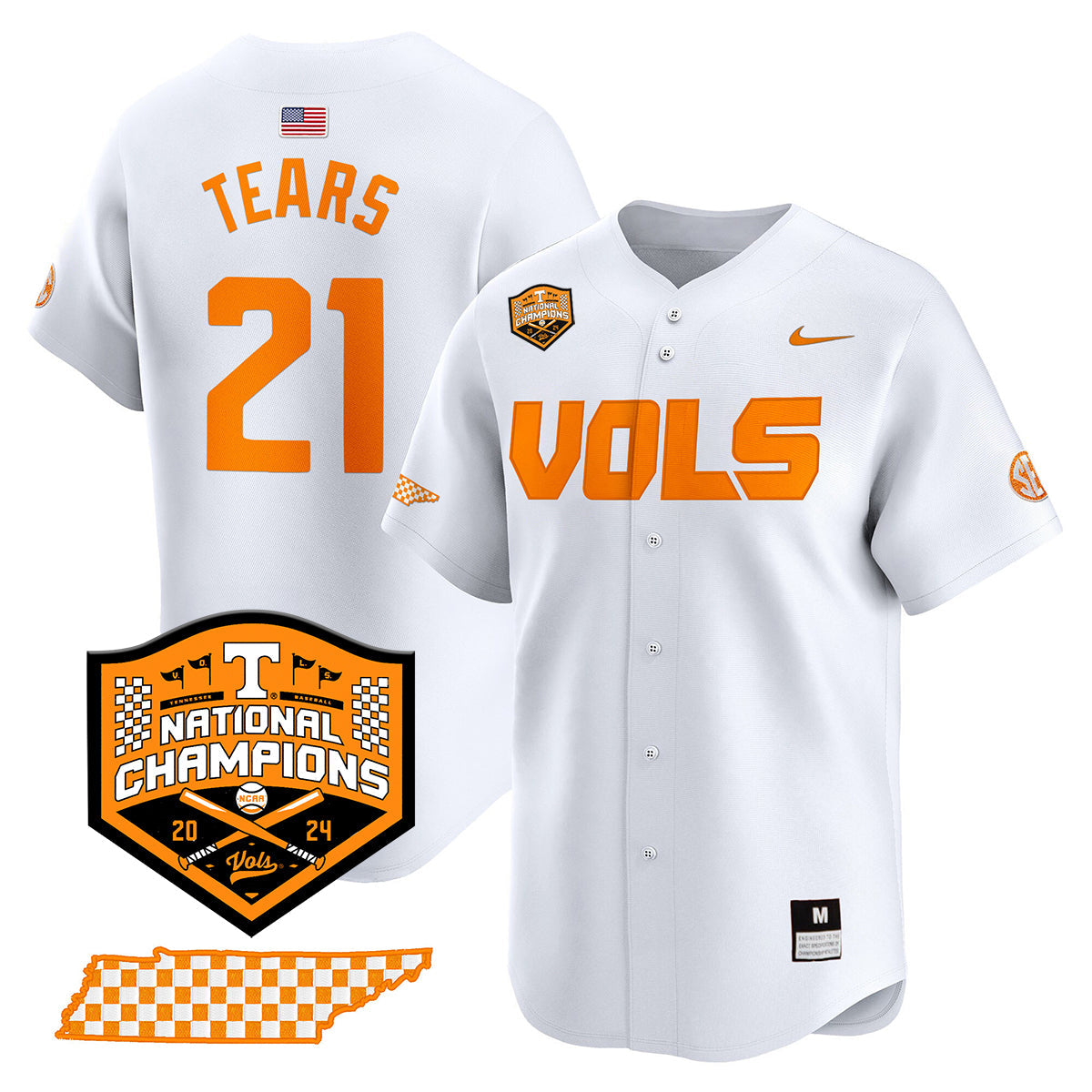 Tennessee 2024 Baseball College World Series Champions Limited Jersey V2 - All Stitched