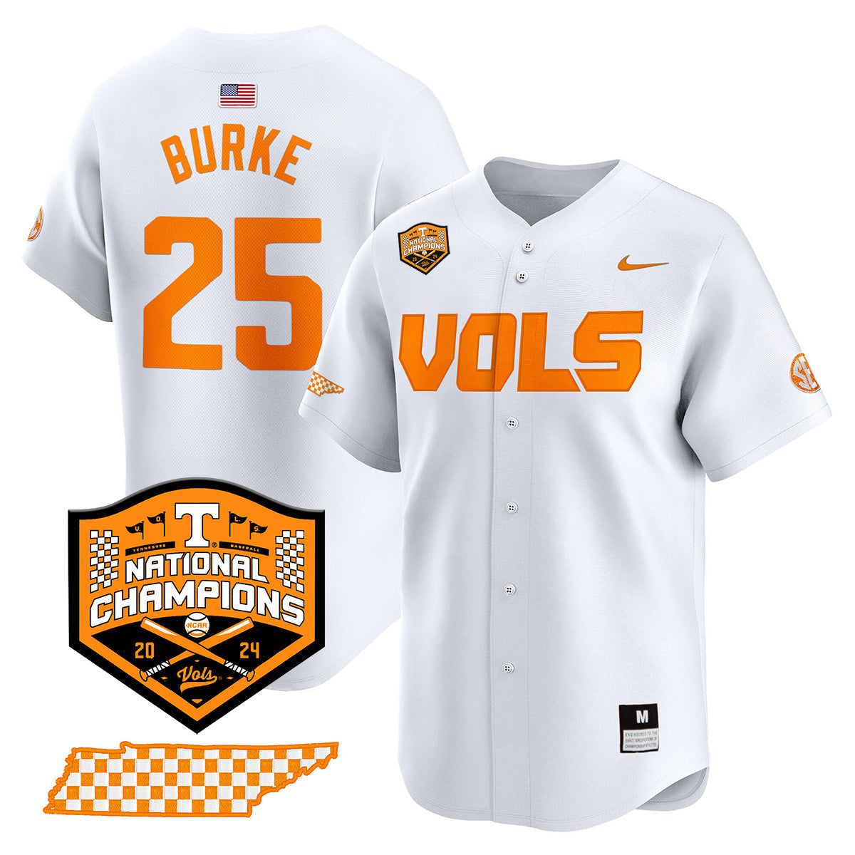 Tennessee 2024 Baseball College World Series Champions Limited Jersey V2 - All Stitched