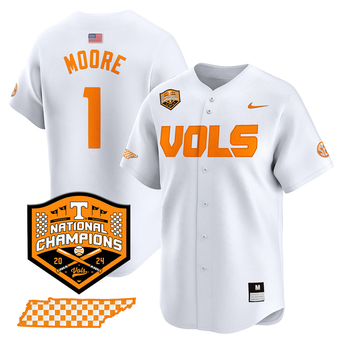 Tennessee 2024 Baseball College World Series Champions Limited Jersey V2 - All Stitched