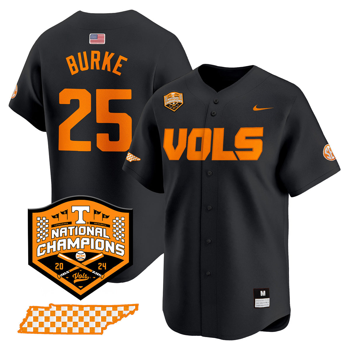 Tennessee 2024 Baseball College World Series Champions Limited Jersey V2 - All Stitched