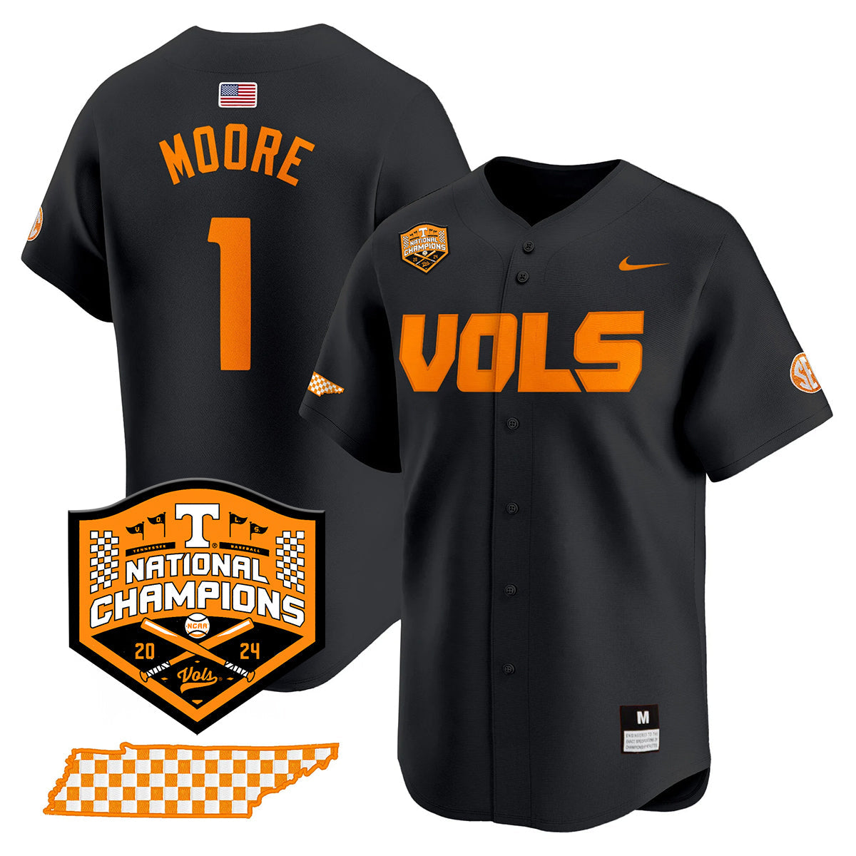 Tennessee 2024 Baseball College World Series Champions Limited Jersey V2 - All Stitched