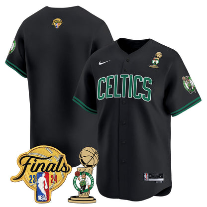 Celtics 2023-24 World Champions Patch Baseball Jersey - All Stitched