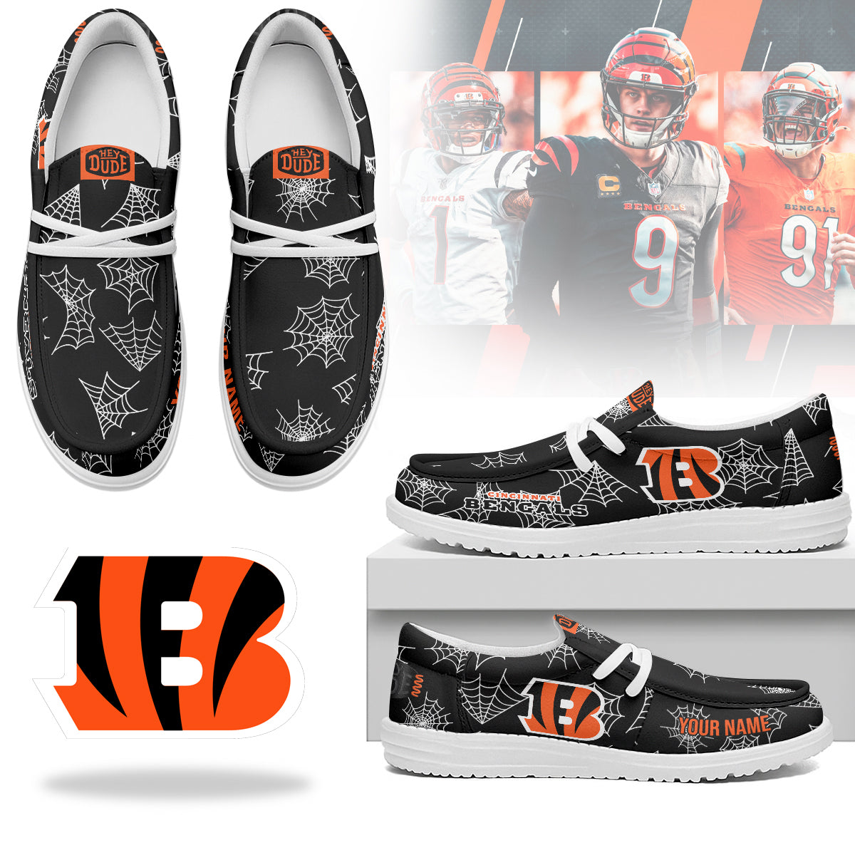 Cincinnati Bengals Halloween Hey Dude Shoes