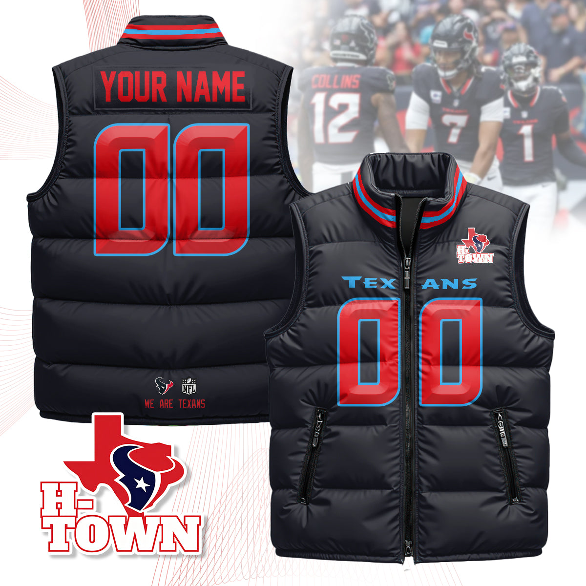 Personalized Houston Texans Unisex Puffer Vest
