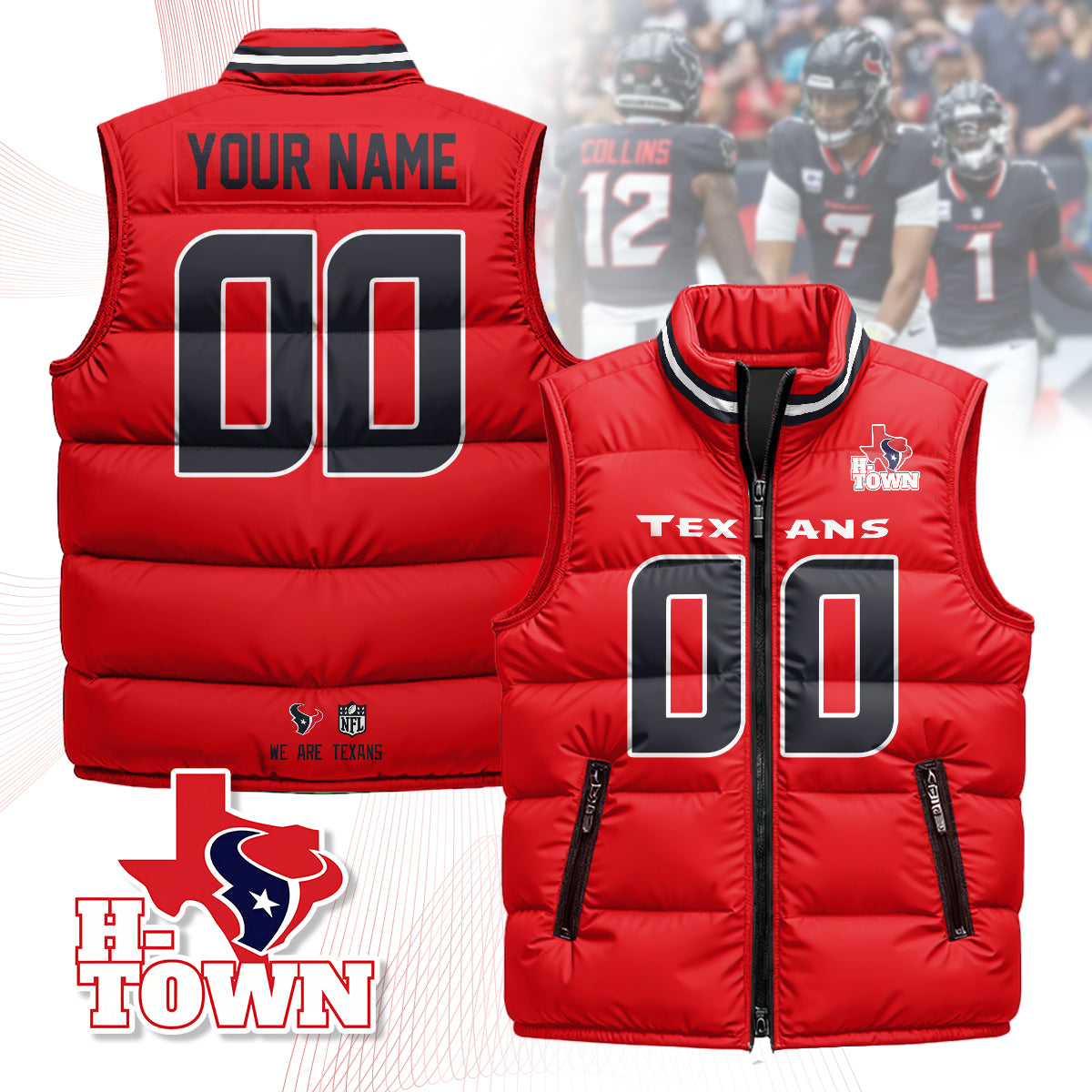 Personalized Houston Texans Unisex Puffer Vest