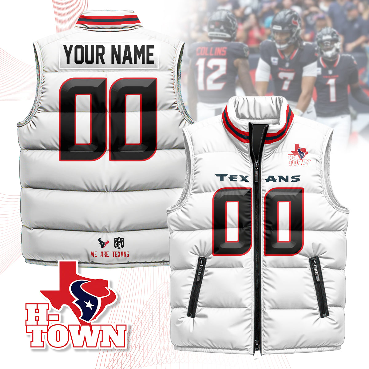Personalized Houston Texans Unisex Puffer Vest