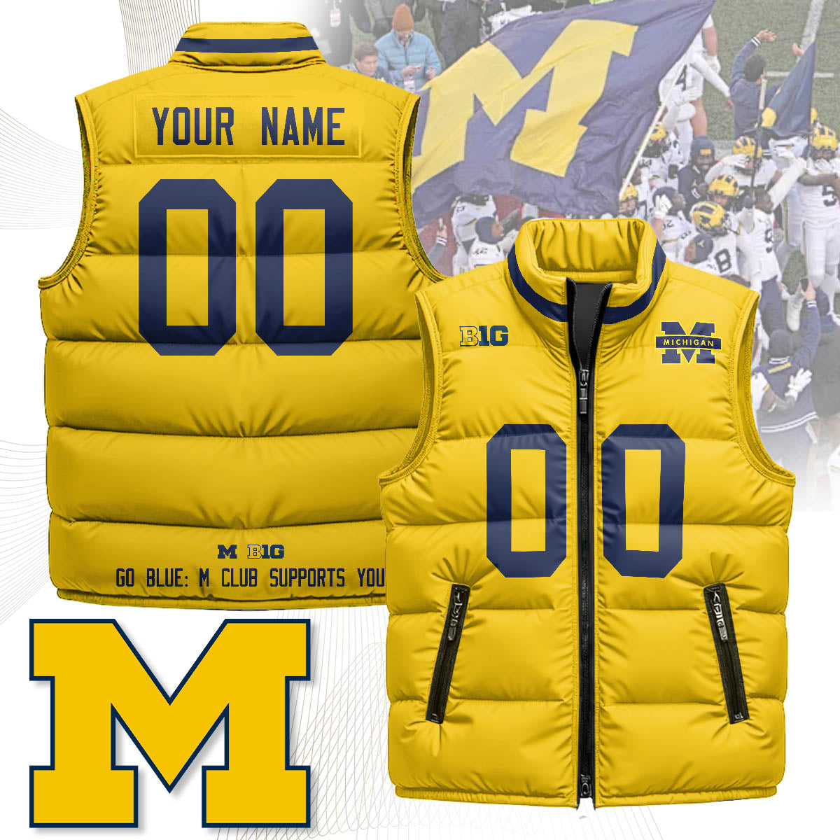 Personalized Michigan Wolverines Unisex Puffer Vest