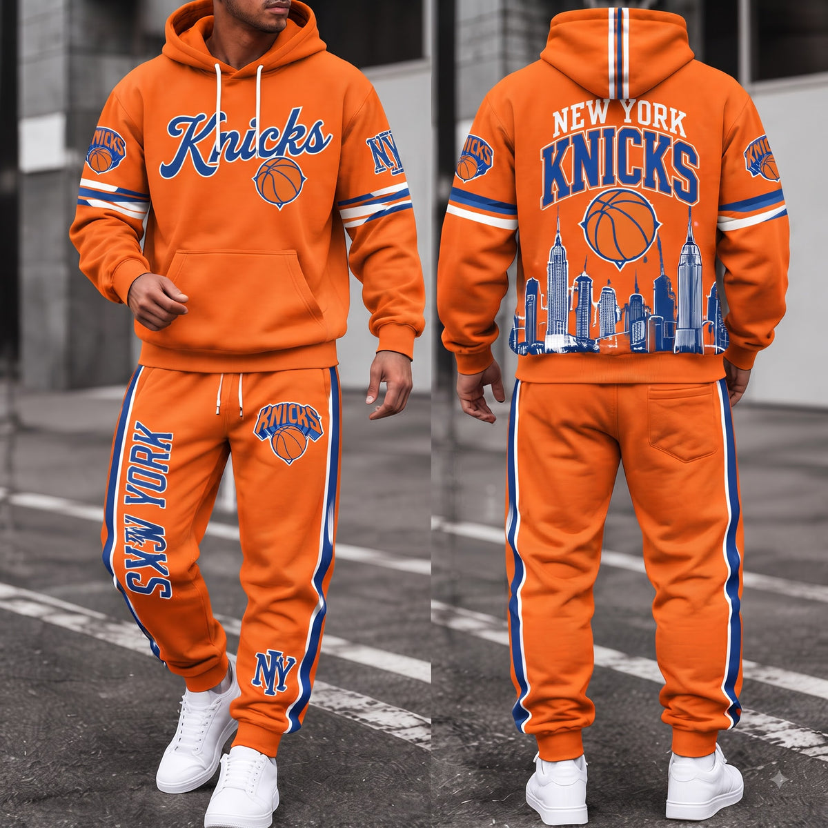 New York Knicks Streetwear Hoodie Pants Set - Printed