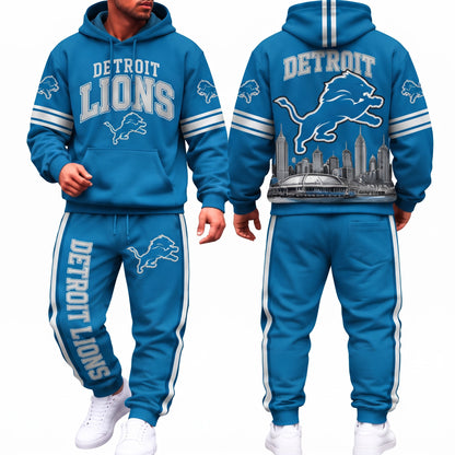 DET Streetwear Hoodie Pants Set - Printed