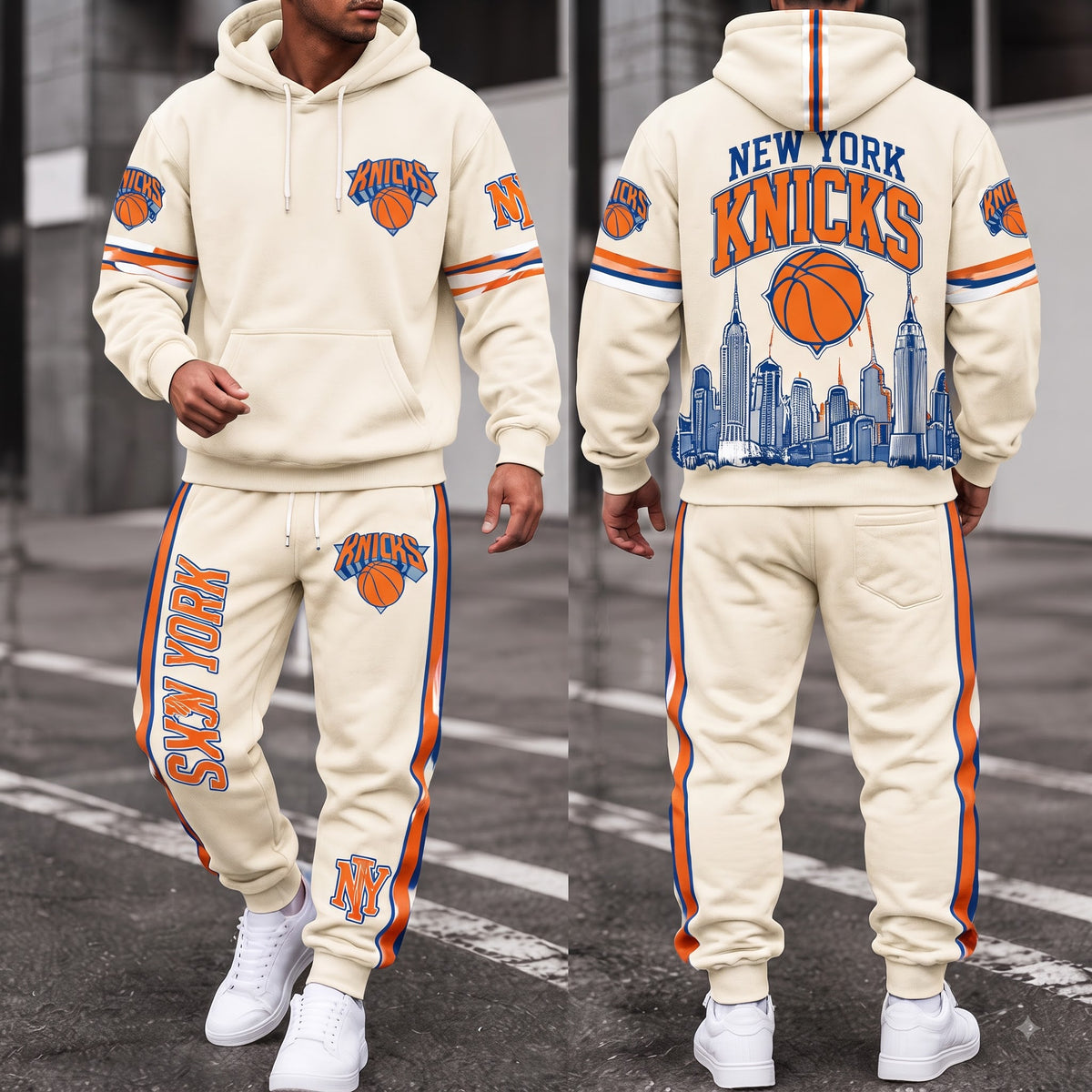 New York Knicks Streetwear Hoodie Pants Set - Printed