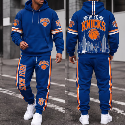 New York Knicks Streetwear Hoodie Pants Set - Printed