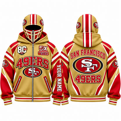 SF Streetwear Style Personalized Mask Zip Up Hoodie - Printed V1