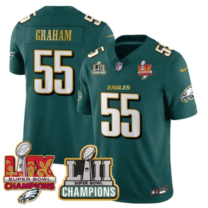 Philadelphia Eagles LII-LIX Super Bowl Champions Vapor Limited Gold Jersey - All Stitched