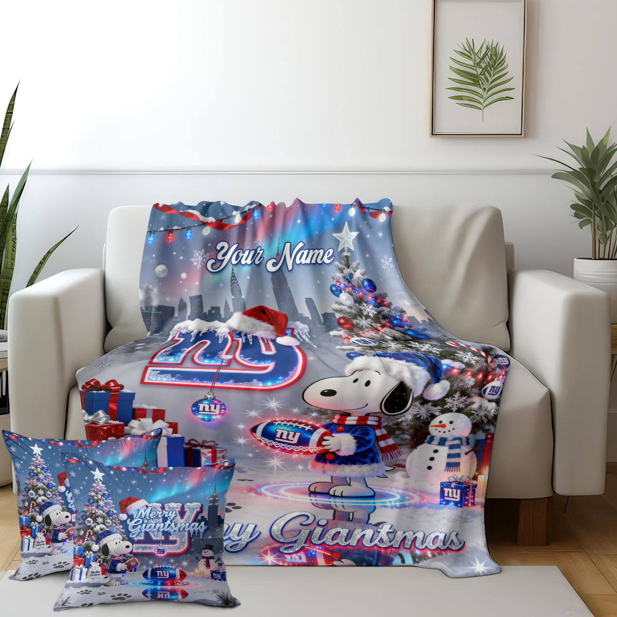 NYG x SNP | Premium Christmas Fleece Blanket & Throw Pillow