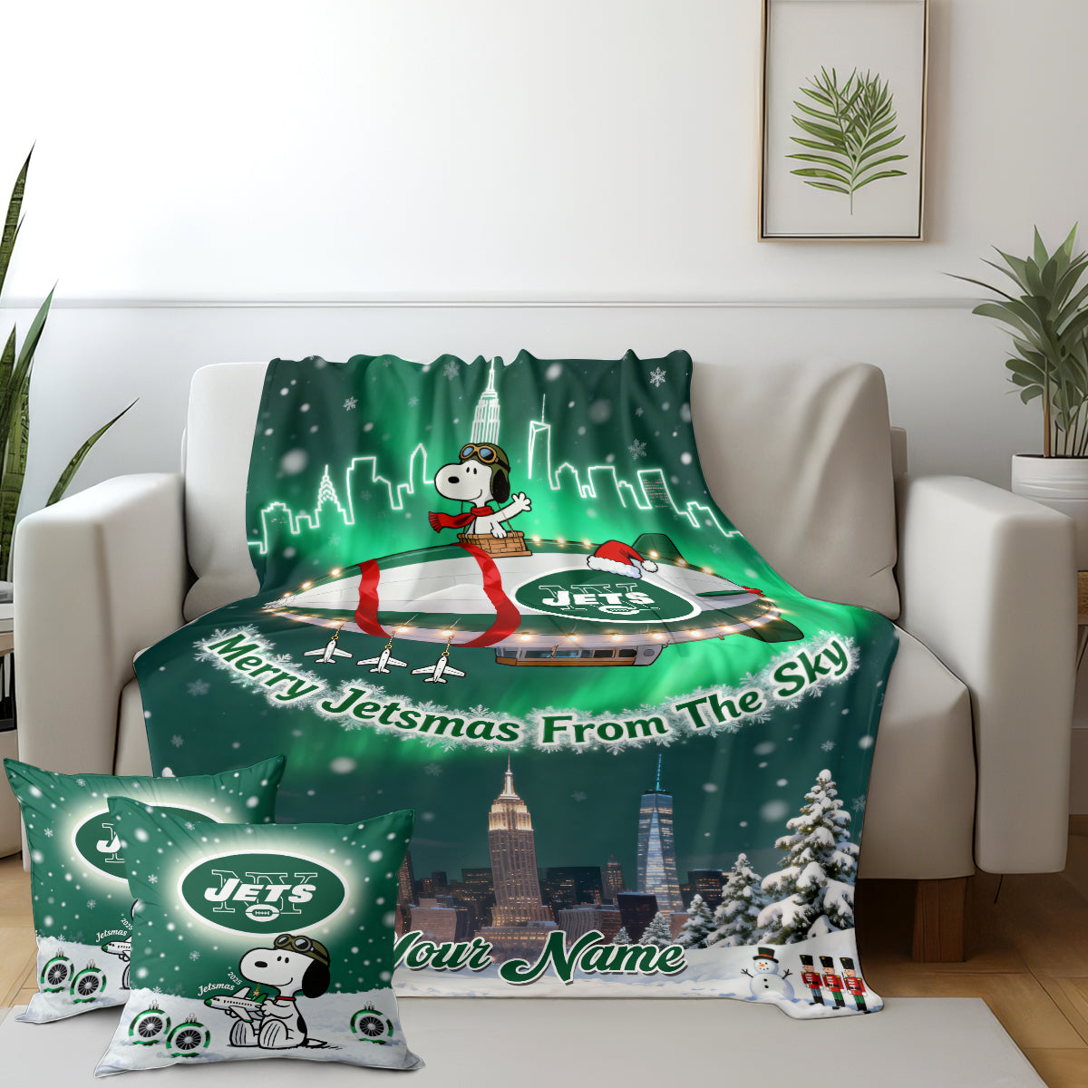 NYJ x SNP | Premium Christmas Fleece Blanket & Throw Pillow