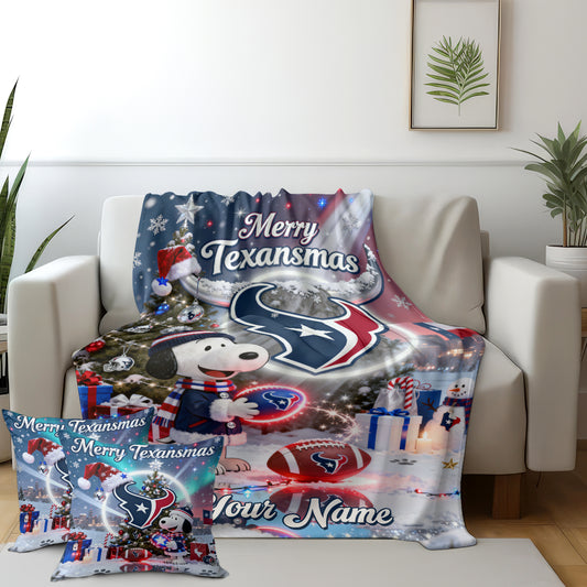 HOU x SNP | Premium Christmas Fleece Blanket & Throw Pillow