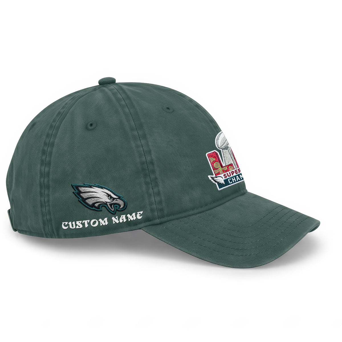 Philadelphia Eagles Champions SB LIX Custom Wash Hat - Embroidered